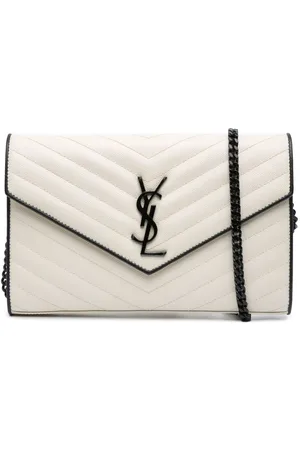 Saint Laurent 2016 Grain De Poudre Matelasse Chevron Monogram Chain Wallet crossbody bag