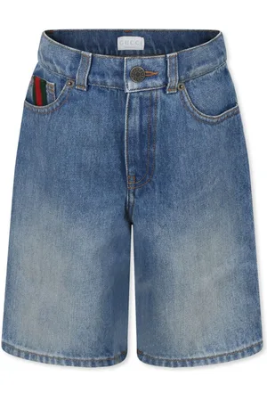 Gucci Web-stripe denim shorts