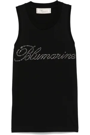 BLUMARINE Rhinestone-logo tank top