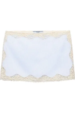 Prada Lace-trim linen mini skirt