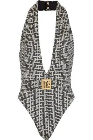 Balmain PB Labyrinth-print swimsuit