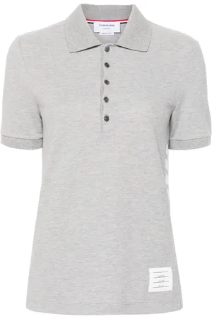 Thom Browne Striped logo-patch polo shirt