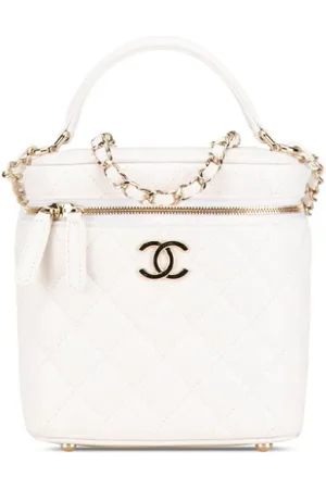 CHANEL 2021 CC Quilted Caviar Top Handle Vanity Case with Chain satchel
