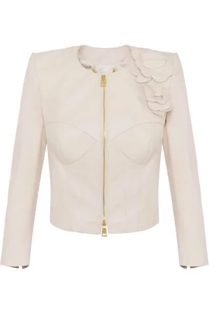 Elisabetta Franchi Flower appliqués leather jacket