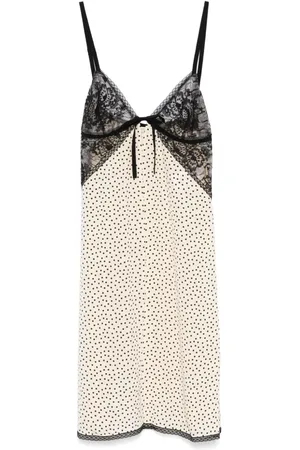 Alessandra Rich Polka-dot-print lace-intarsia mini dress