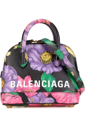 Balenciaga 21st Century Smooth Calfskin Lush Floral Print XXS Ville Top Handle Bag satchel