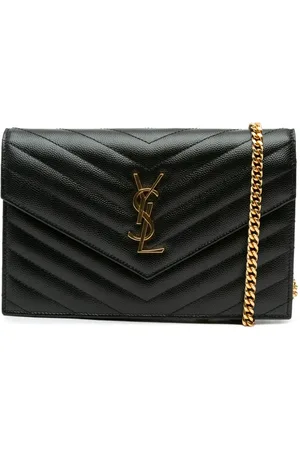 Saint Laurent 2016 Grain De Poudre Matelasse Chevron Monogram Chain Wallet crossbody bag