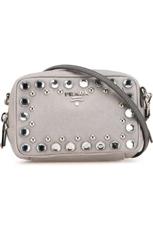 Prada 2000-2024 Mini Denim Studded Embellished Camera crossbody bag