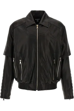 Balmain Layered leather jacket