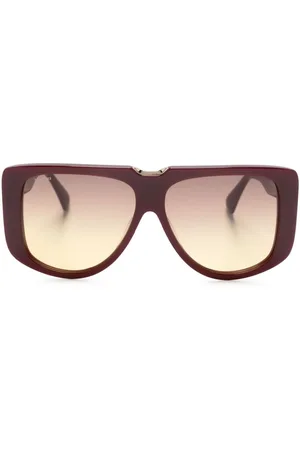 Max Mara Logo-print rectangle-frame sunglasses