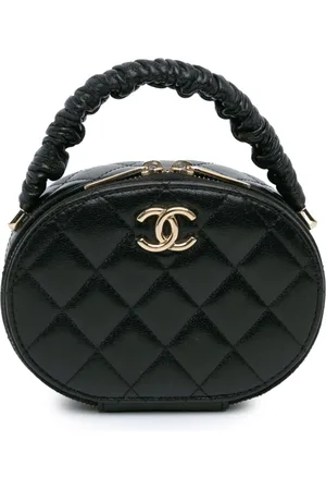 CHANEL 2021 CC Quilted Lambskin Oval Top Handle Clutch handbag