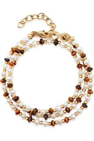 Nialaya Pearl and tiger eye wrap bracelet