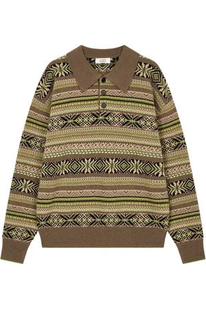 Studio Tomboy Intarsia-knit polo top