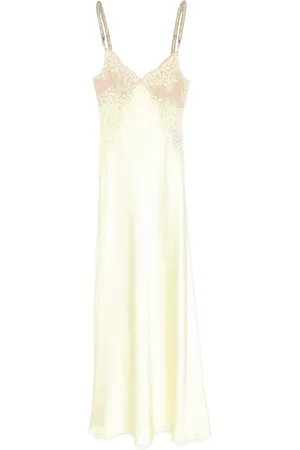Self-Portrait Lace-detail satin maxi dress