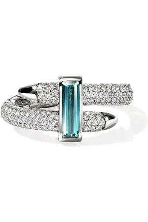 John Hardy 18kt white gold Spear diamond and tourmaline ring