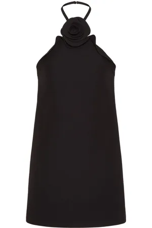 VALENTINO GARAVANI Floral-appliqué halterneck dress