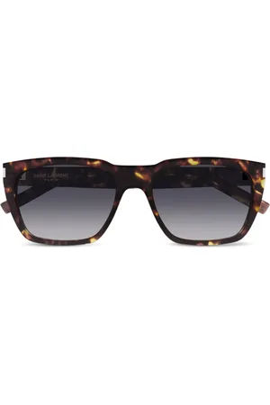 Saint Laurent Tortoiseshell-effect rectangle-frame sunglasses