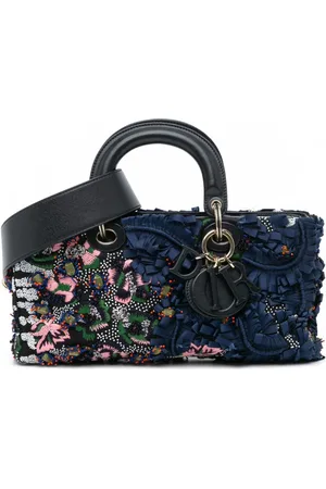 Dior 2016 Medium Beaded Ribbon Embroidered Floral Lady D Joy satchel