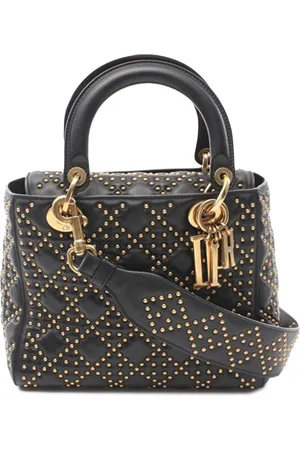 Dior 2017 Medium Lambskin Cannage Studded Supple Lady Dior satchel