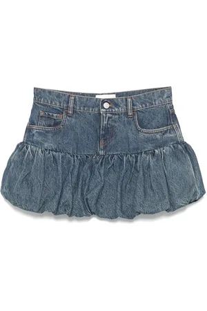 COPERNI Gathered-hem denim mini skirt