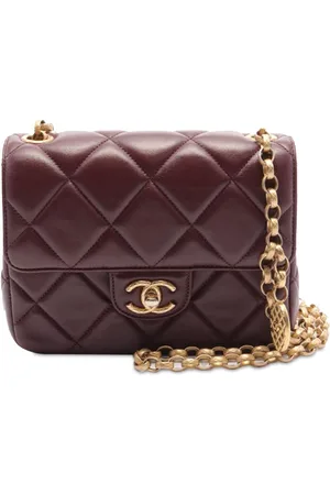 CHANEL 2021-2024 Mini Quilted Lambskin Bijoux Logo Chain Square Flap crossbody bag