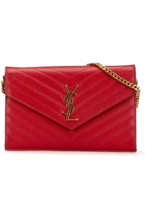 Saint Laurent 2000-2024 Grain De Poudre Matelasse Chevron Monogram Chain Wallet crossbody bag