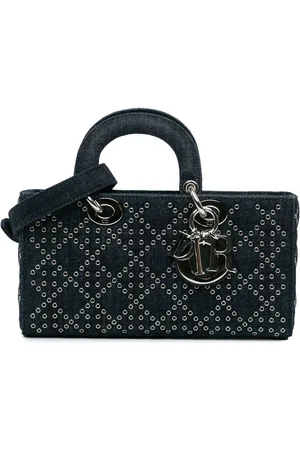 Dior 2022 Medium Denim Cannage Eyelet Lady D Joy satchel