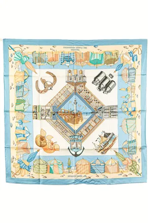 Hermès 20th Century Charmes des Plages Normandes Silk Scarf scarves