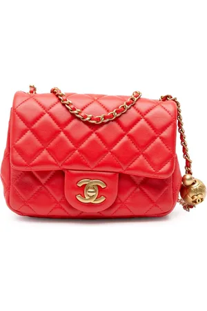 CHANEL 2019 Mini Square Classic Lambskin Pearl Crush Flap crossbody bag