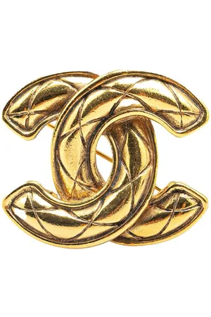 CHANEL 1970-1980 CC Plated Brooch costume brooch