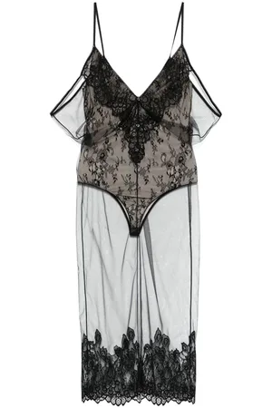 The Attico Tulle-overlay midi dress