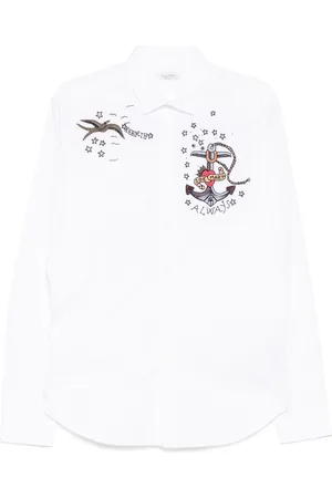 VALENTINO GARAVANI Bead embellishment logo shirt