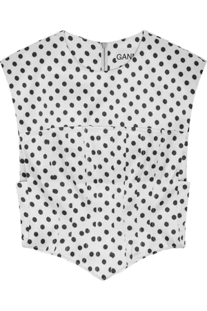 Ganni Polka dot-print corset top