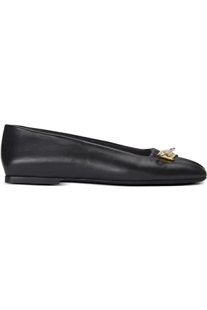 Balmain Safety pin detail leather ballerinas
