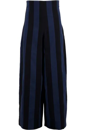 Marrakshi Life High-waisted striped cotton trousers
