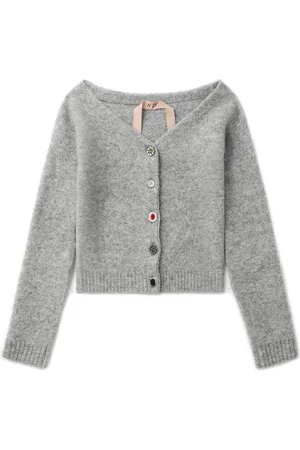 Nº21 Crystal-embellished buttons cardigan