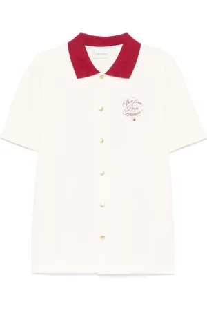 Drôle de Monsieur Logo-embroidered piqué-weave shirt