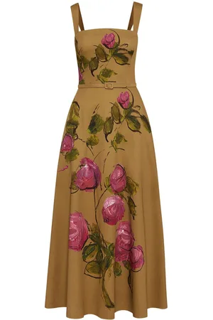 Oscar de la Renta Rose-print twill maxi dress