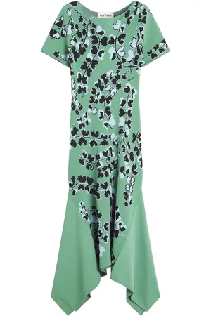Lanvin Floral-intarsia midi dress