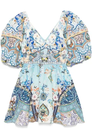 Camilla Puff-sleeve mini dress