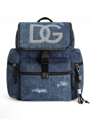 Dolce & Gabbana Stitched-logo denim backpack