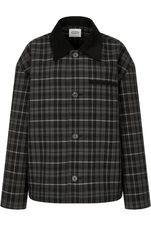 Studio Tomboy Tartan check-pattern corduroy-collar jacket