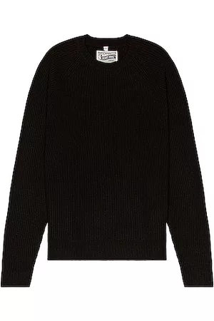 Schott NYC Ribbed Wool Crewneck Sweater in Black