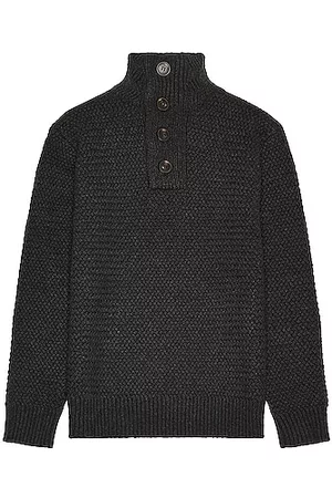 Schott NYC Men's Funnel Neck Military Sweater in Black
