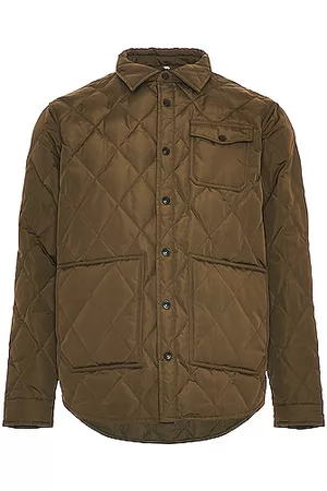 Schott NYC Down-filled Quilted Shirt Jacket in Olive