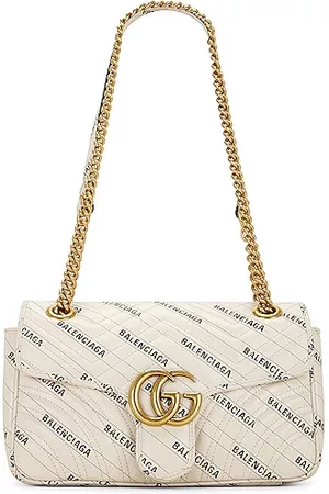 Interlocking G mini heart shoulder bag in white leather