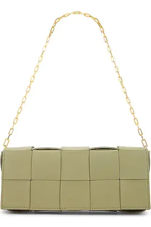 Bottega Veneta Baguette Pochette On Chain in Olive