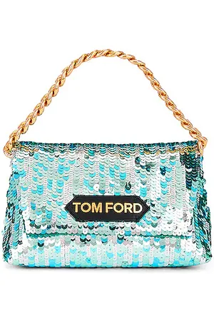 TOM FORD Triple Chain Small Embellished Metallic Leather Shoulder Bag