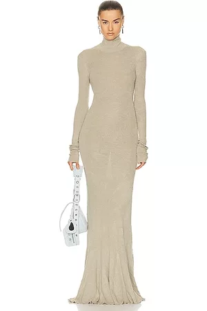 Balenciaga Women Maxi Dresses - Maxi Godet Dress in Grey