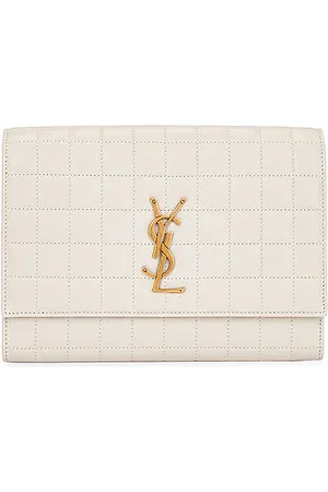 Vicky Embellished Clutch in Beige - Saint Laurent